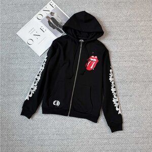 Chrome Hearts Black Hoodie with White and Red Graphics